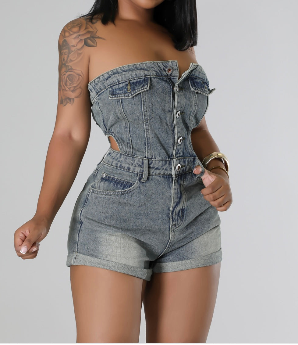 Denim Romper