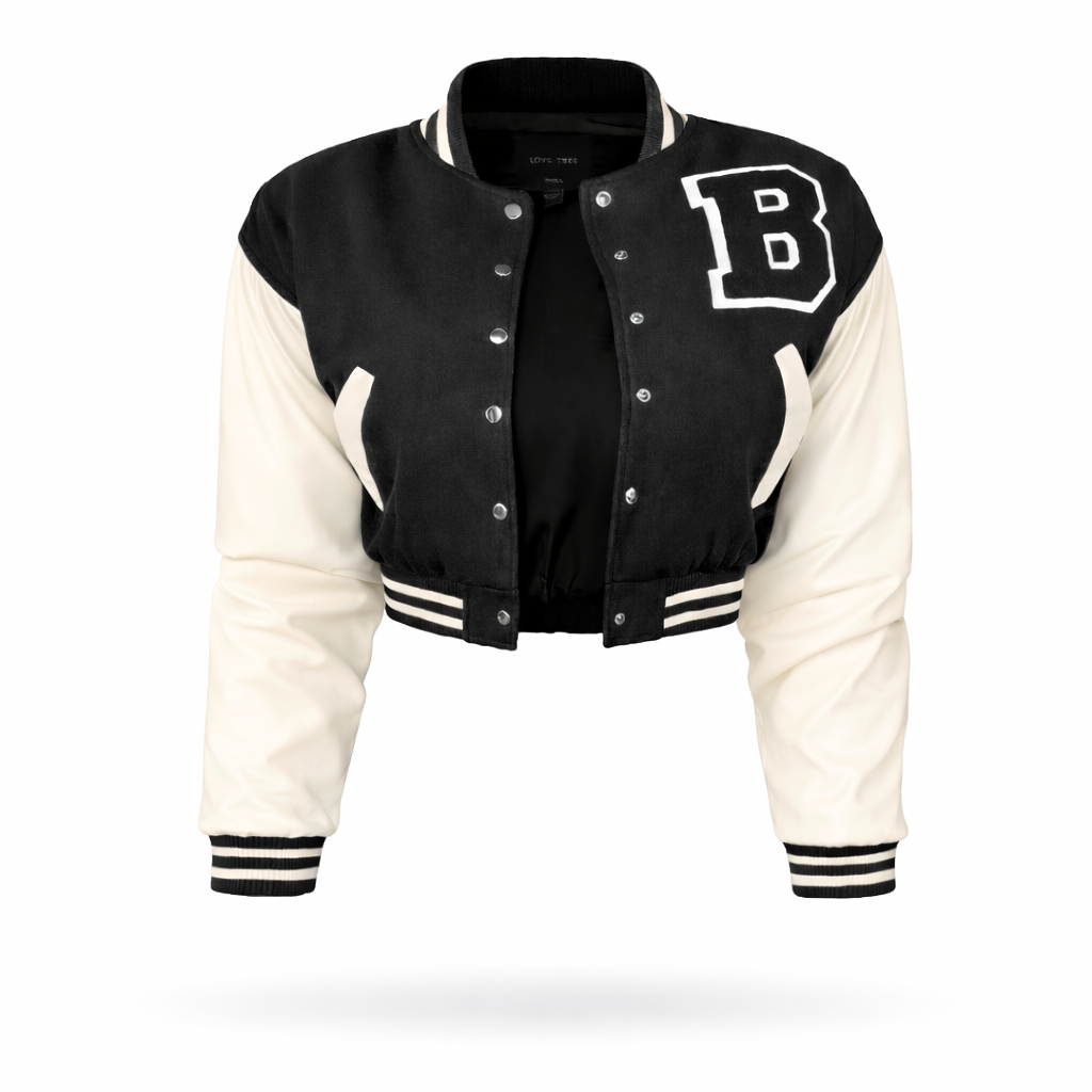 Varsity crop jacket(black)