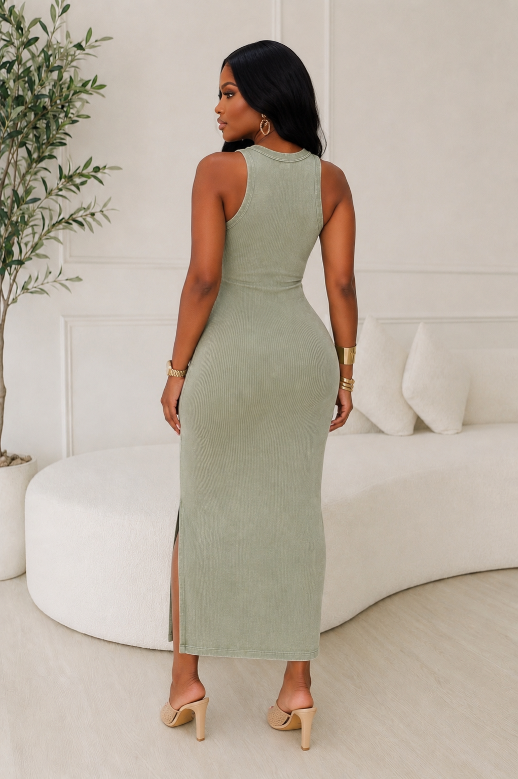 The Everyday Contour Midi(Sage green)