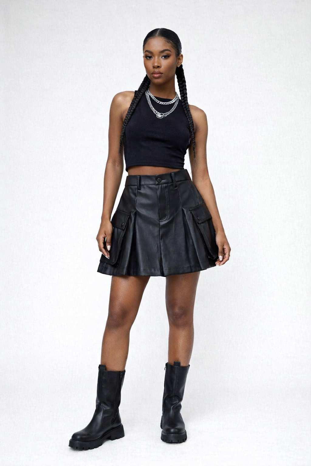 Cargo pleated skirt