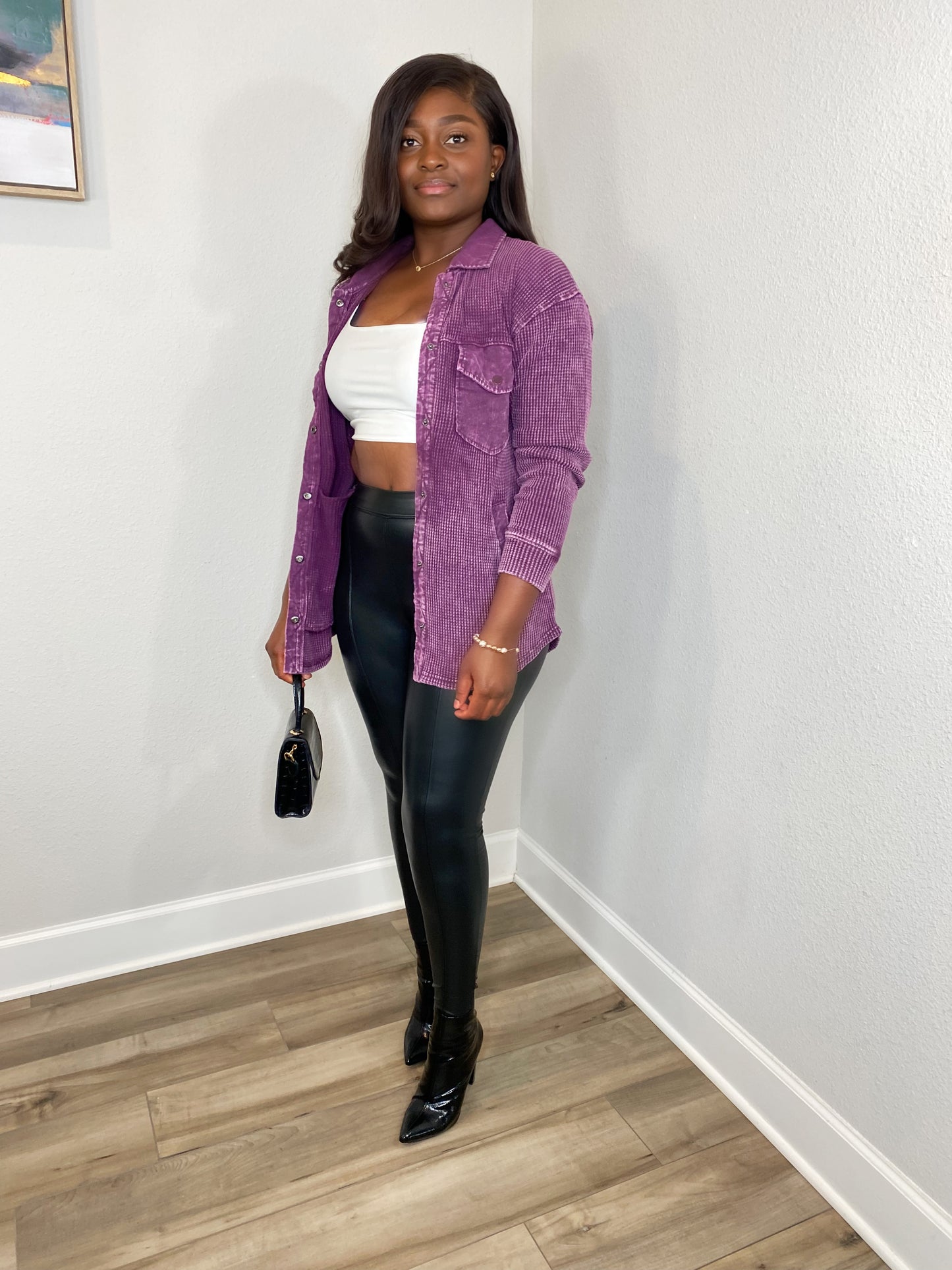 Waffle knit jacket(twilight)