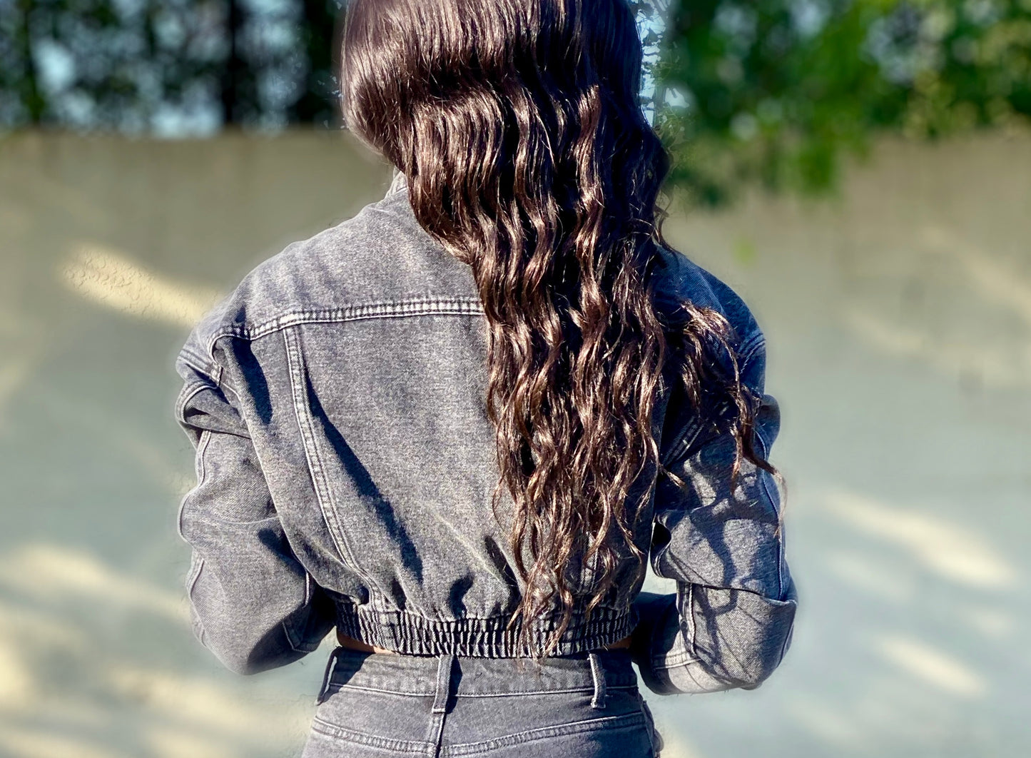Cropped denim Jacket (Charcoal grey)