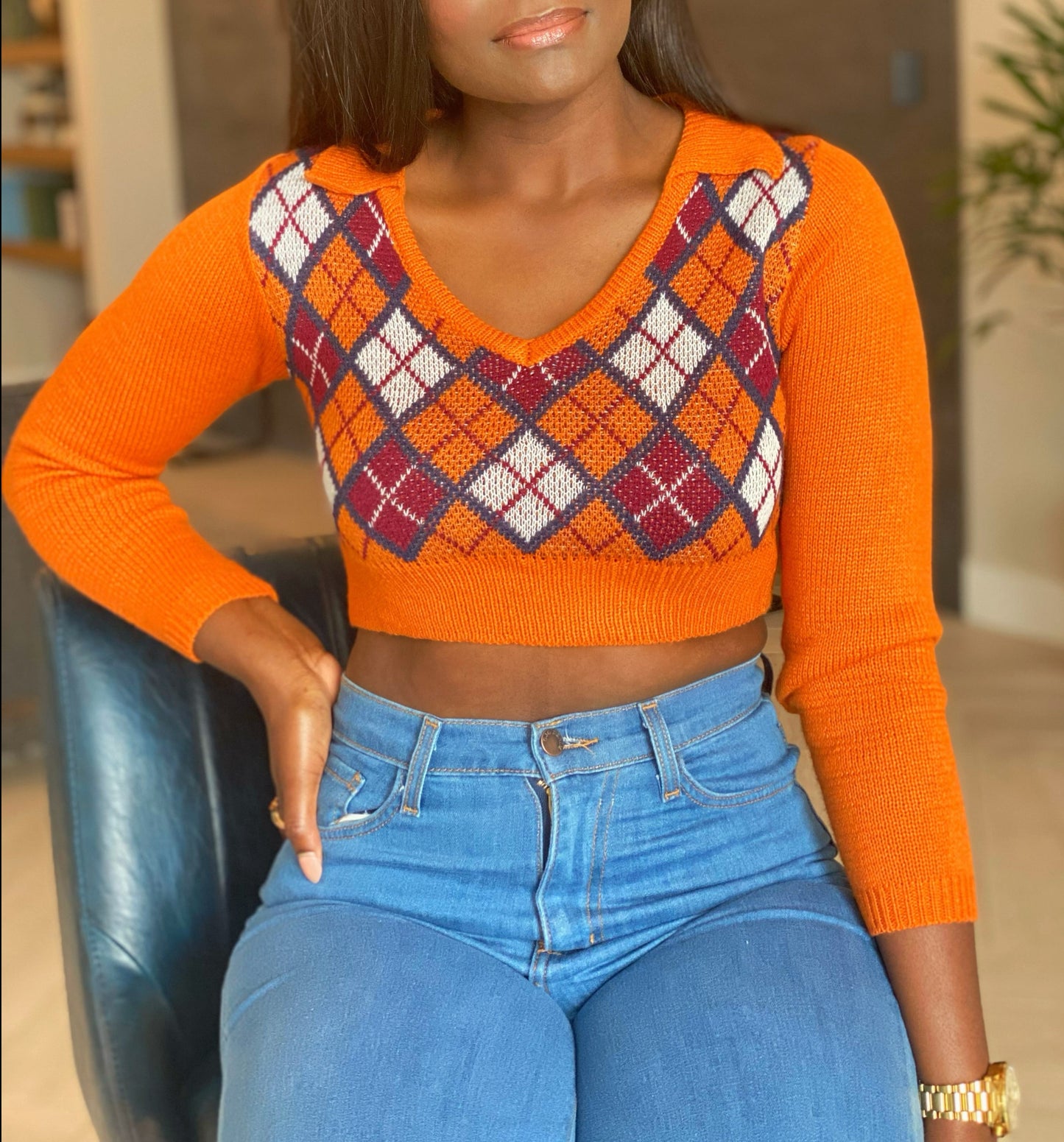 Cropped sweater(Rust)