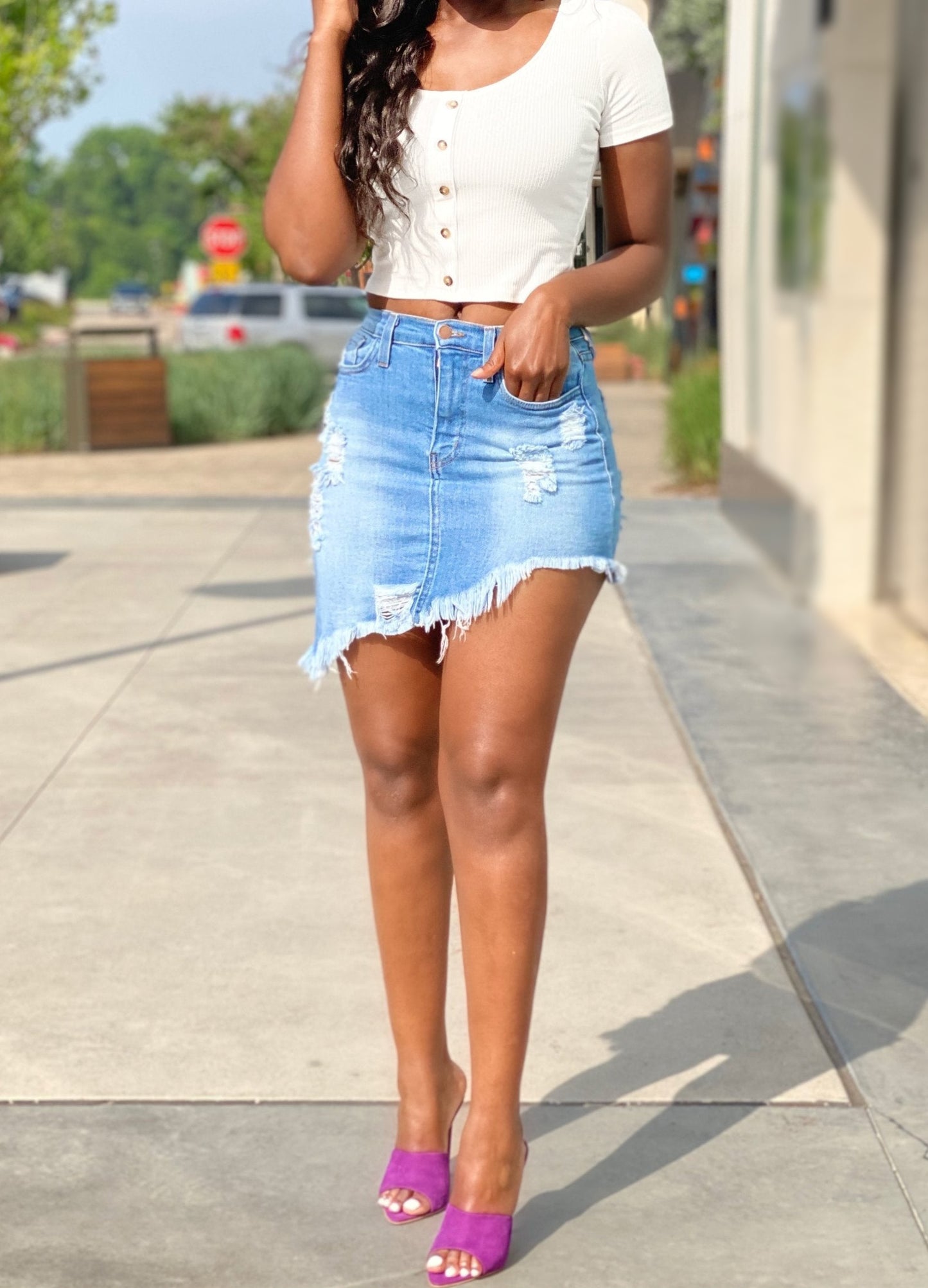 Asymmetrical Denim Skirt