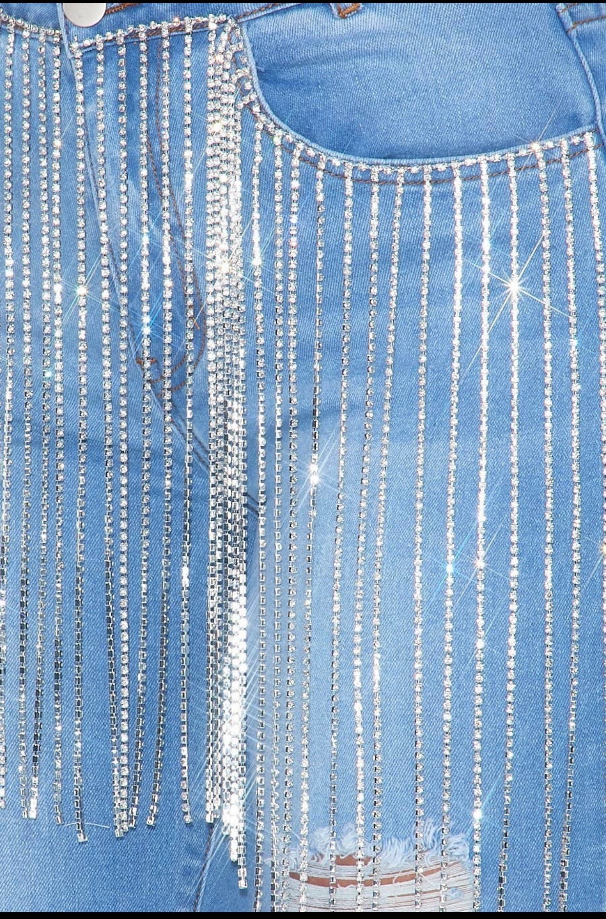Rhinestone Fringe Jeans