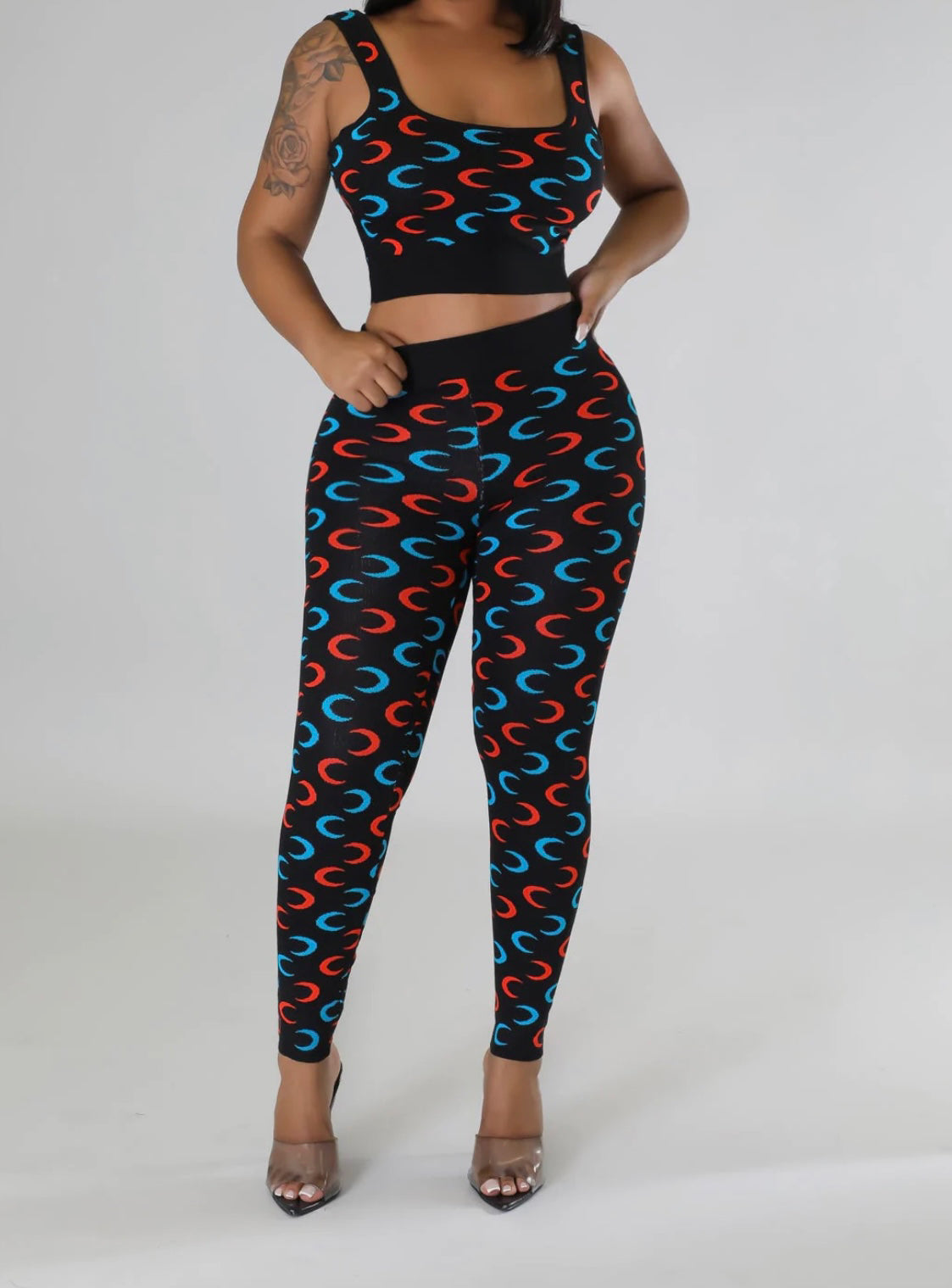 Crescent Legging Set(black/orange/blue)