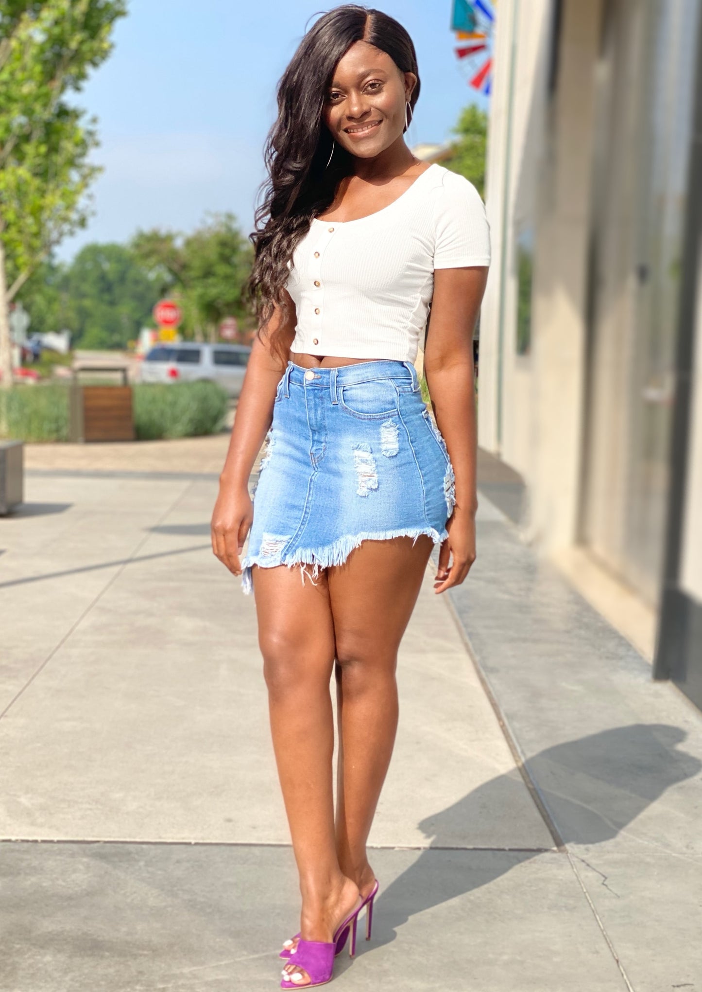 Asymmetrical Denim Skirt
