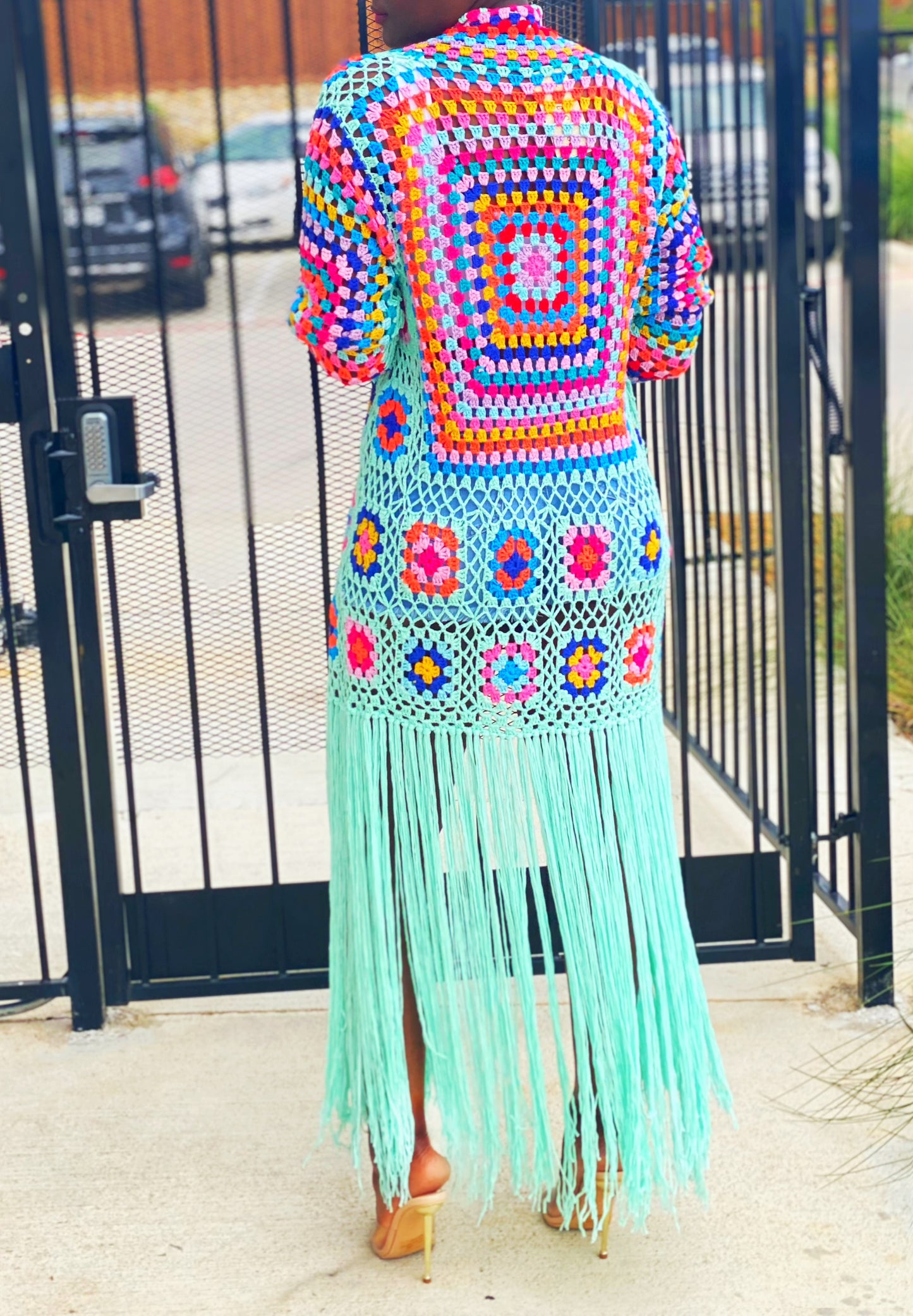 Crochet Fringe Cardigan (mint)