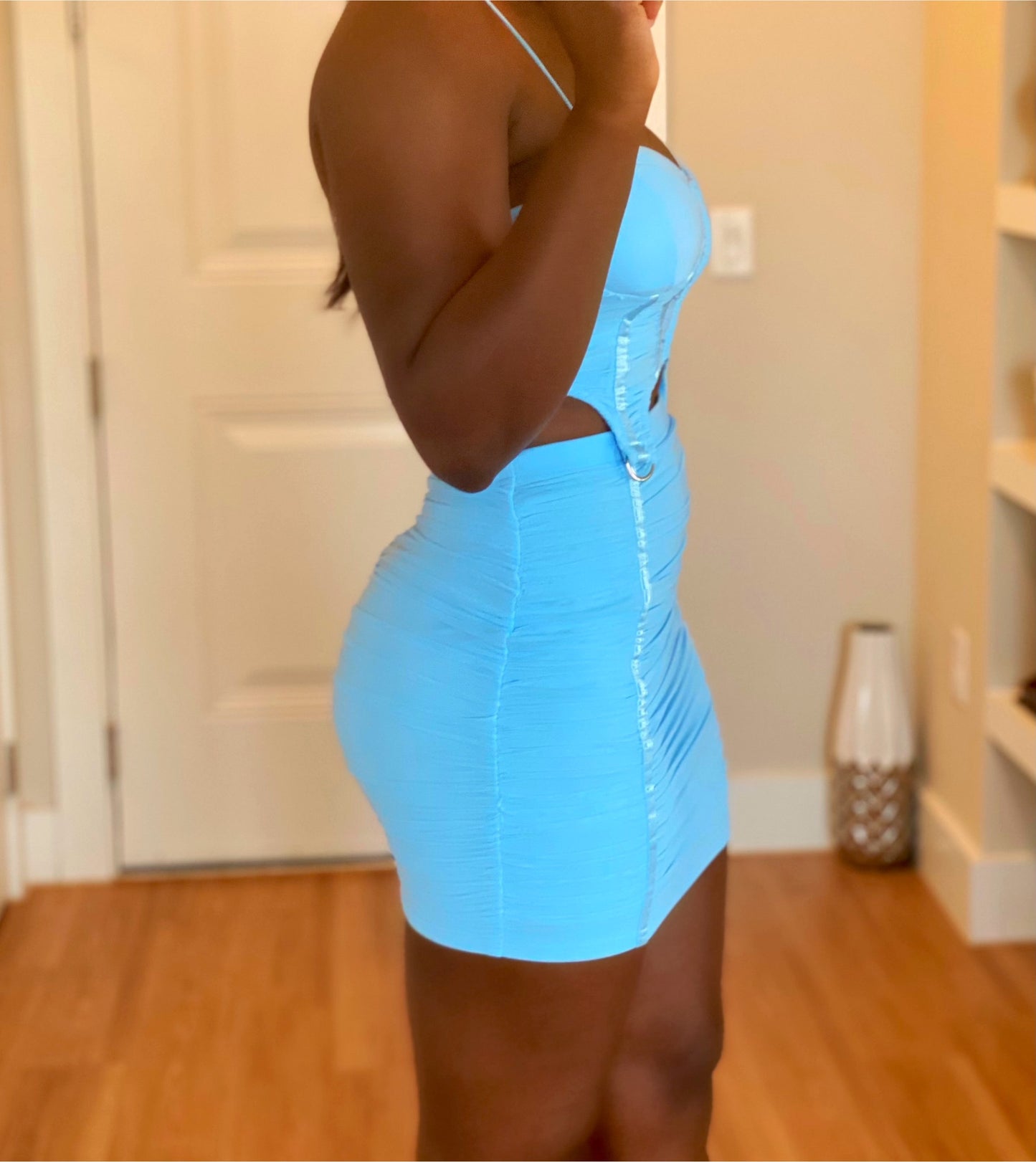 Ruched Skirt Set(powder blue)