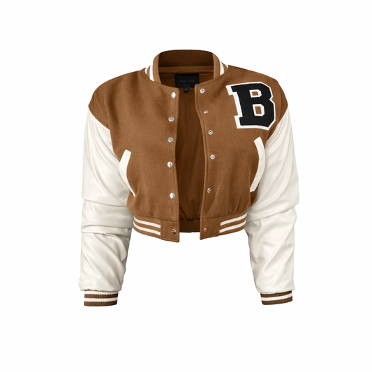 Varsity crop jacket(camel)