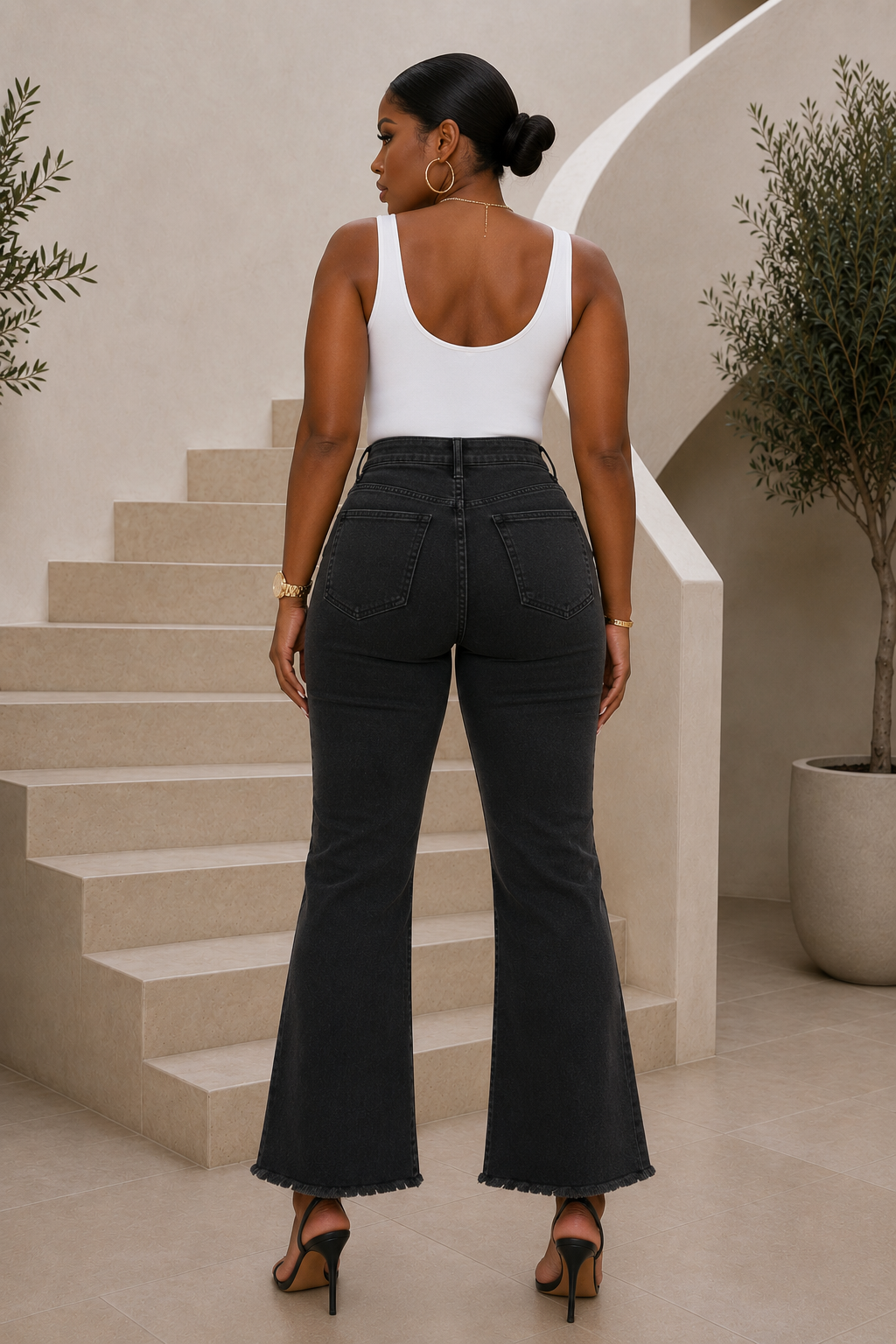 High Rise Acid Wash Bootcut Jeans