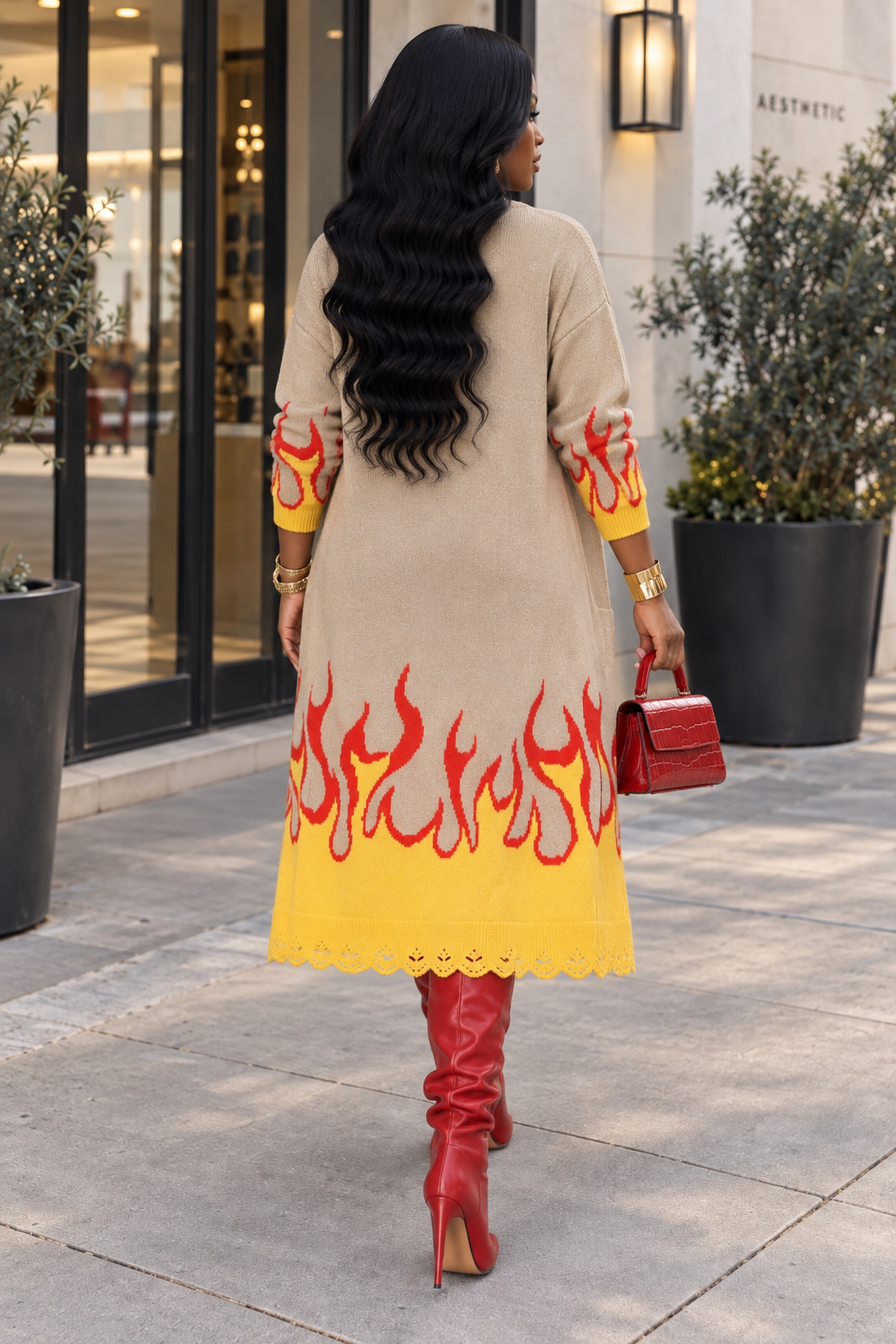 Flame knit Cardigan(mocha)