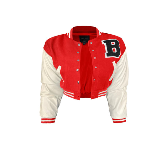 Varsity crop jacket(red)