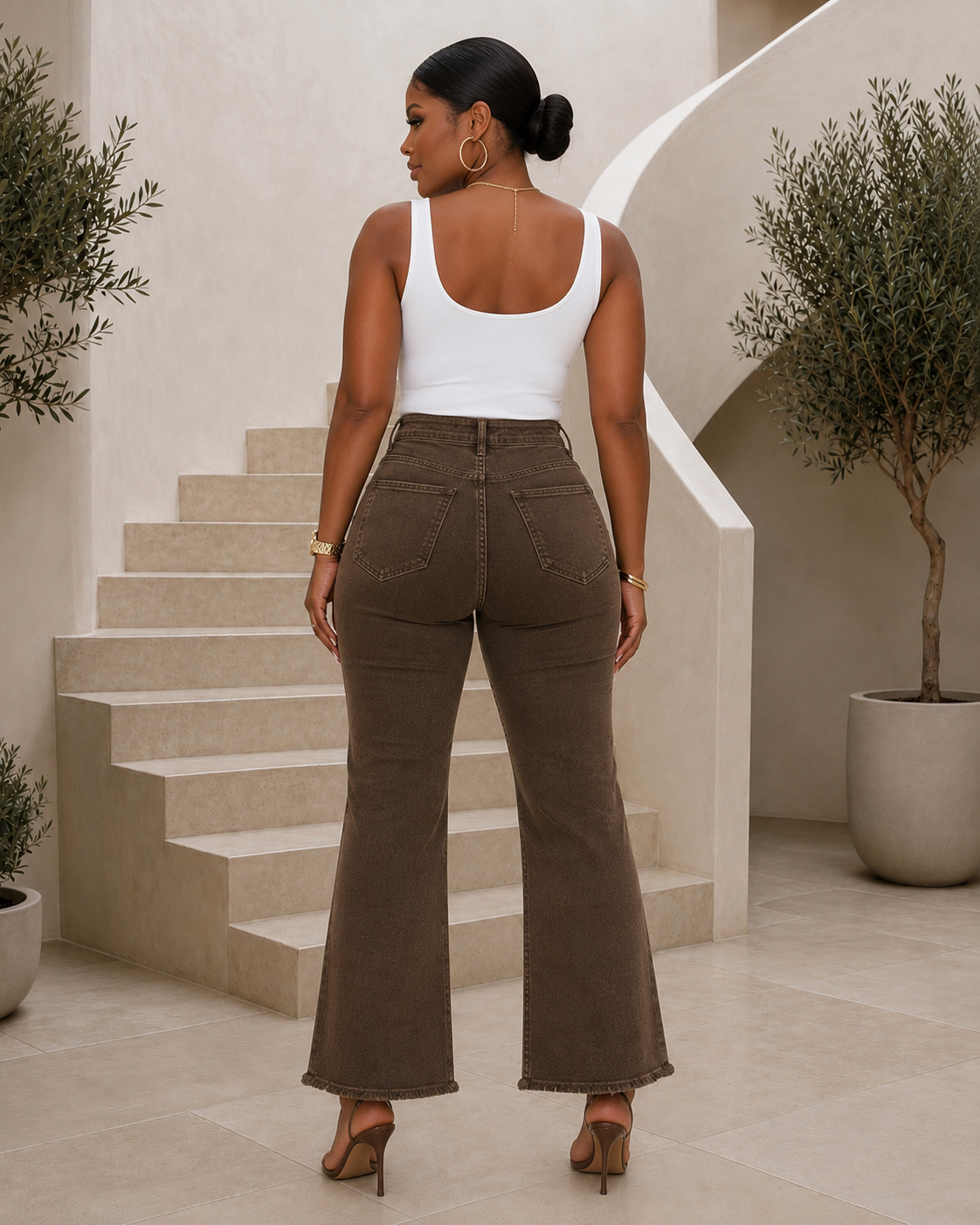 High Rise Acid Wash Bootcut Jeans