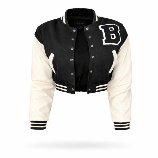 Varsity crop jacket(black)