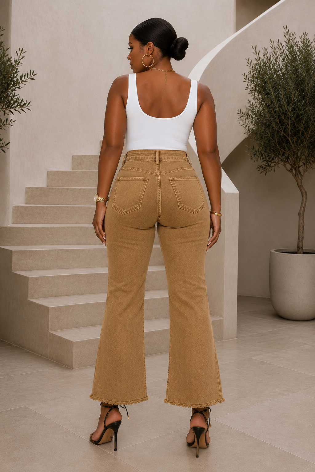 High Rise Acid Wash Bootcut Jeans