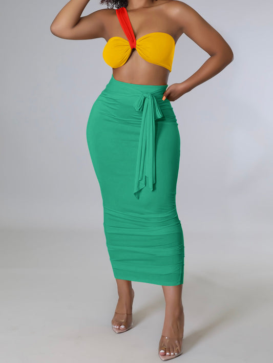 Bri skirt set (green/mustard)