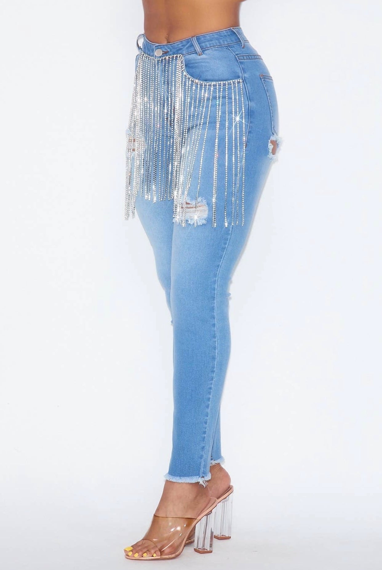 Rhinestone Fringe Jeans