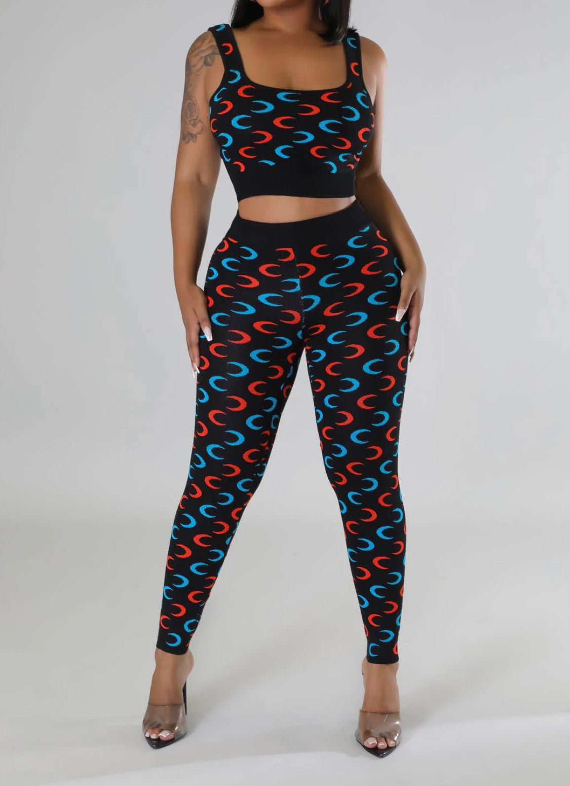 Crescent Legging Set(black/orange/blue)