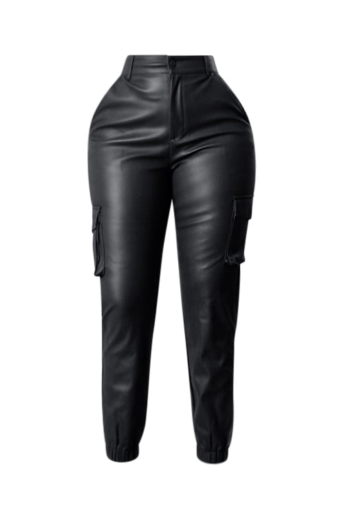 Faux leather jogger(black)