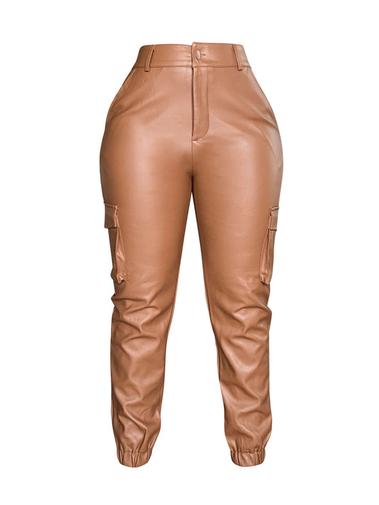 Faux leather jogger(camel)