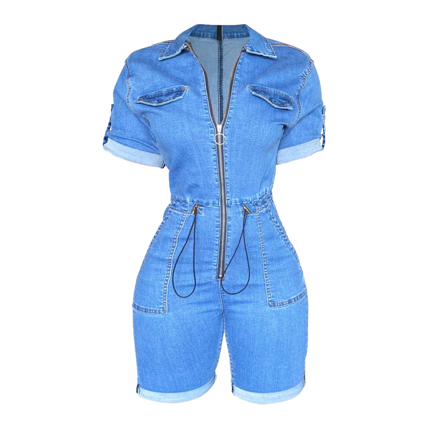 Denim utility romper