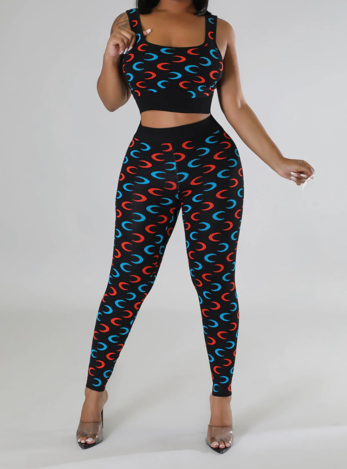 Crescent Legging Set(black/orange/blue)