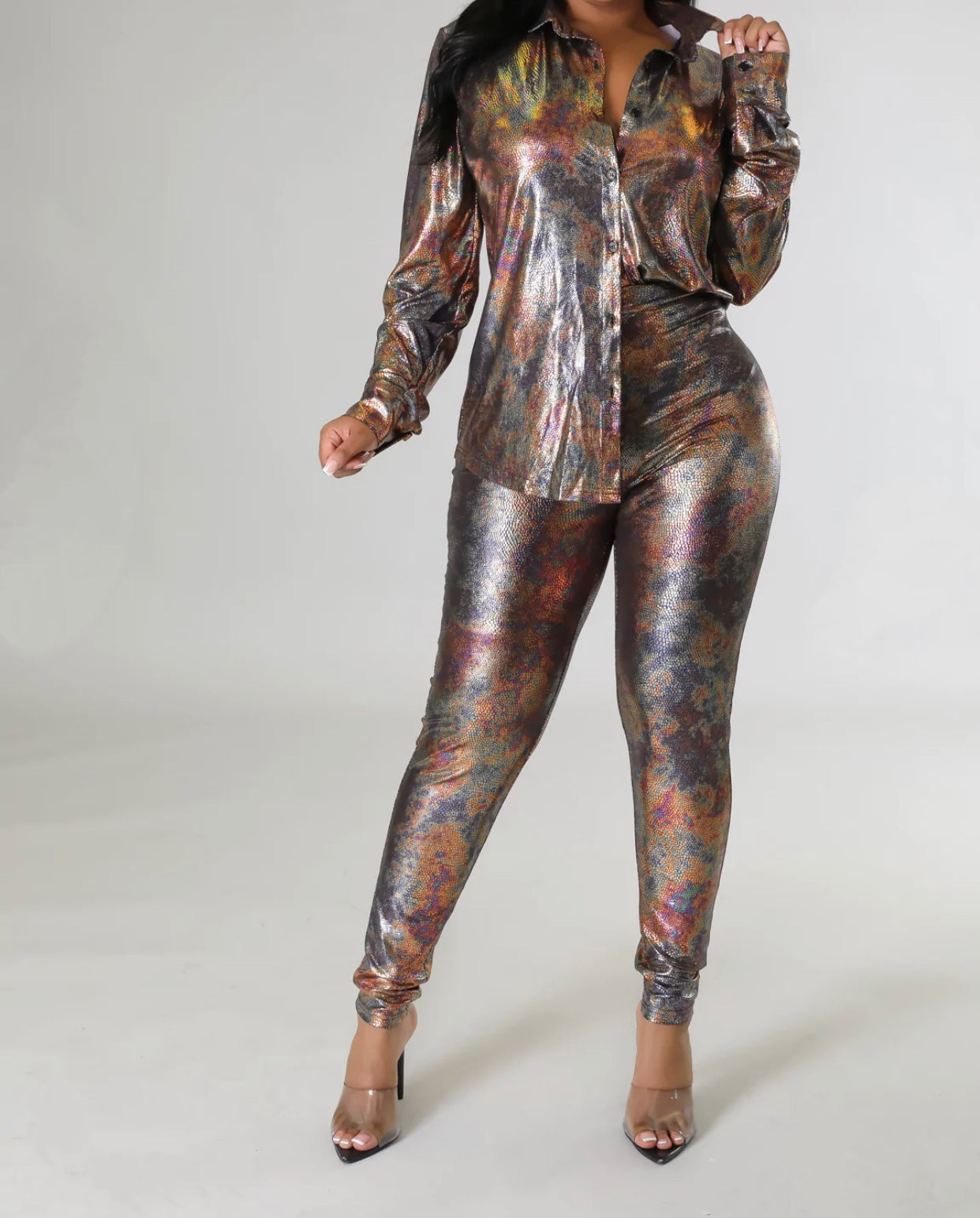 Metallic pants set