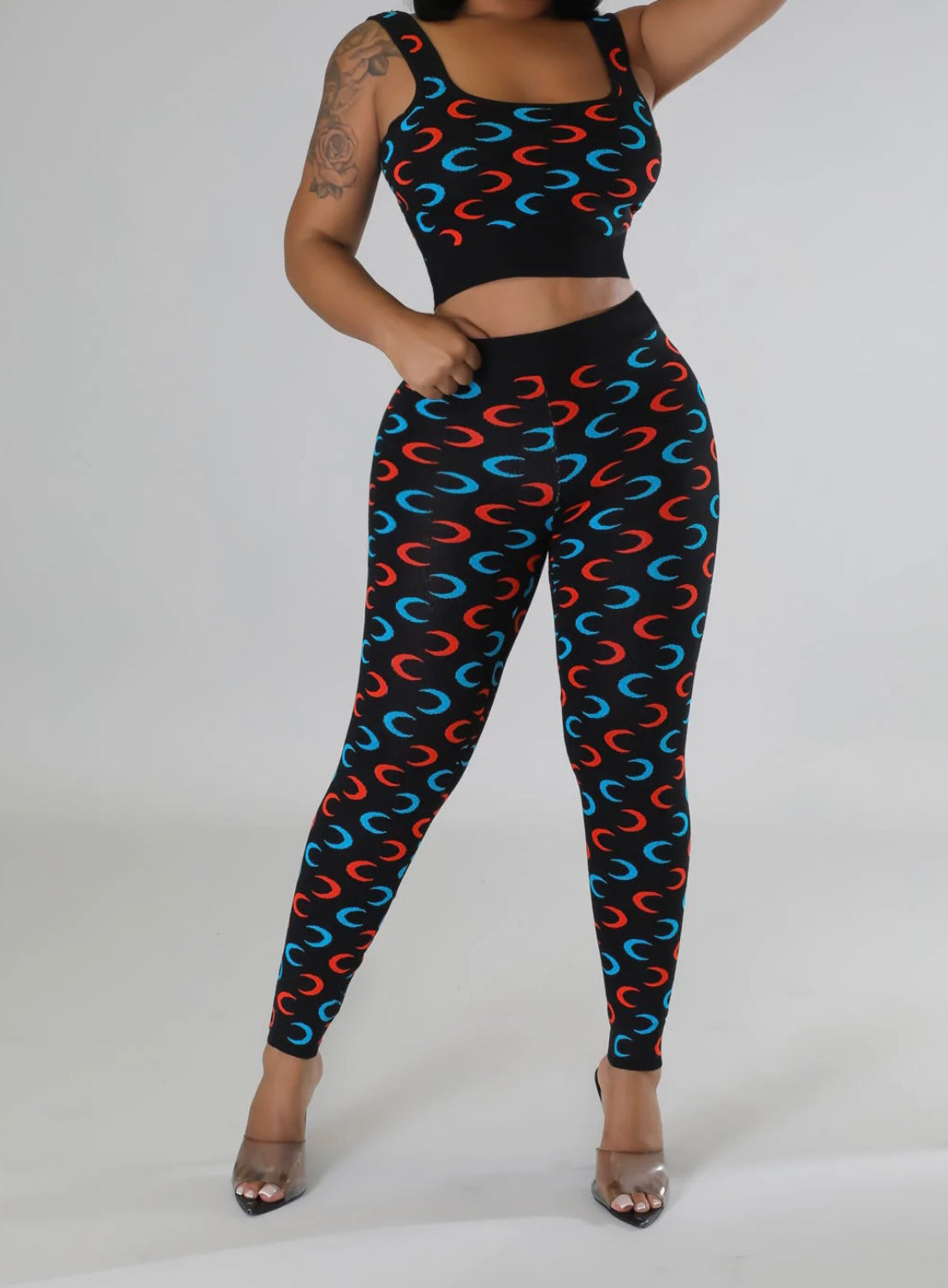 Crescent Legging Set(black/orange/blue)